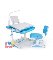 Детская парта и стульчик Mealux EVO-04 New blue с лампой
